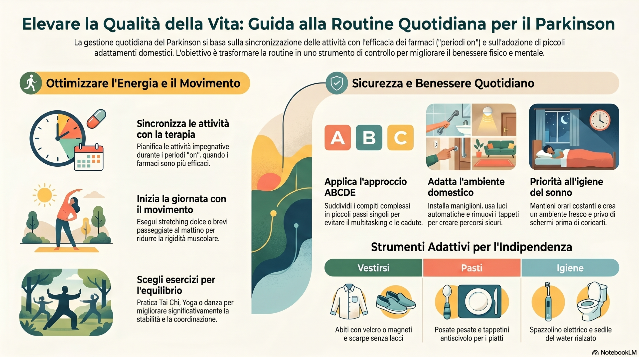 Guida routine quotidiana con Parkinson - infografica